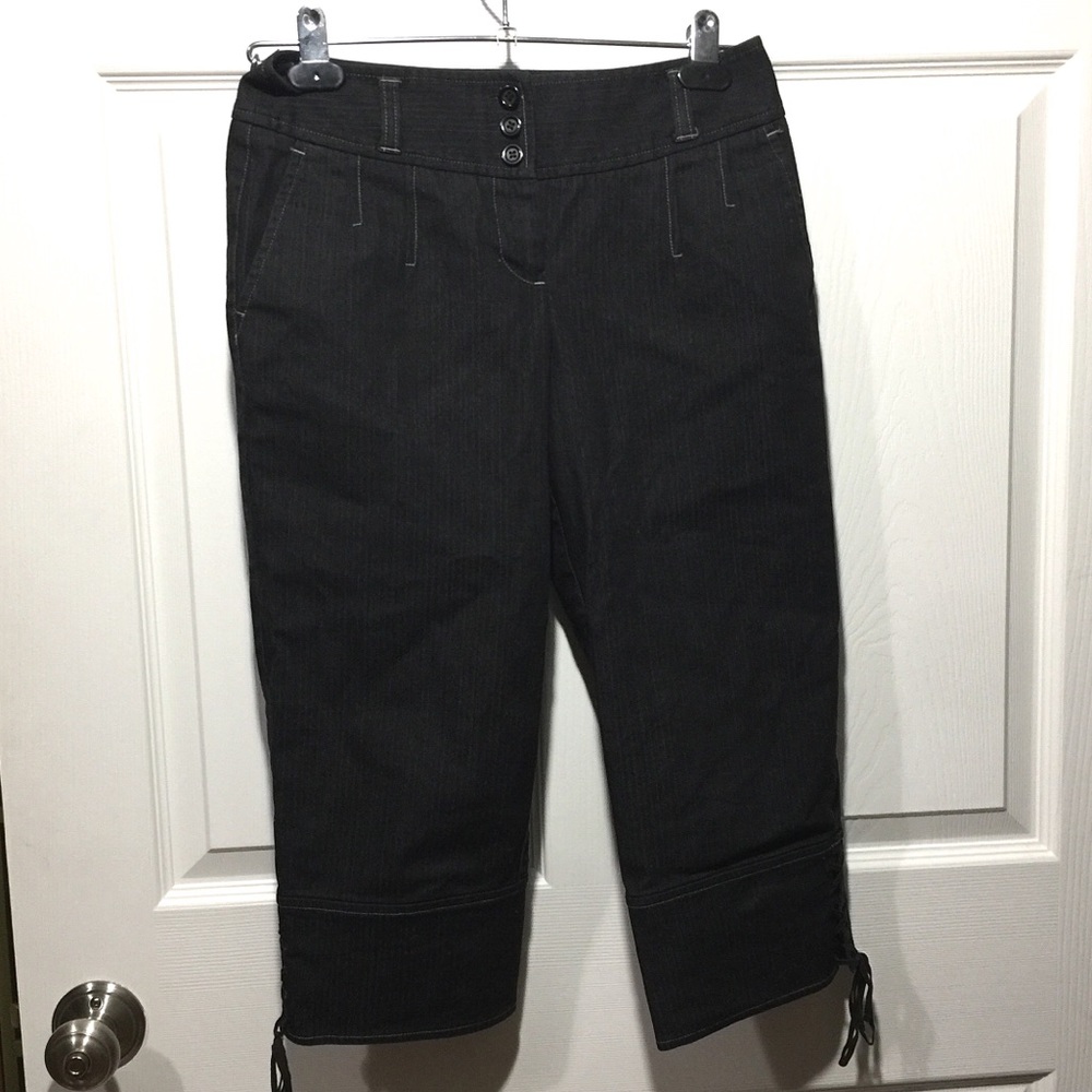 Ann Taylor Loft Cute Dark Herringbone Crop Pants